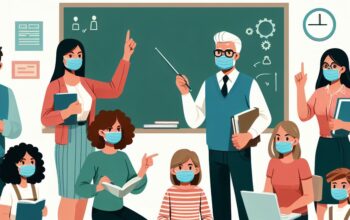 Ilustrasi guru yang sedang memberikan arahkan kepada siswanya di dalam kelas. (Foto: Bing AI/Hibata.id)
