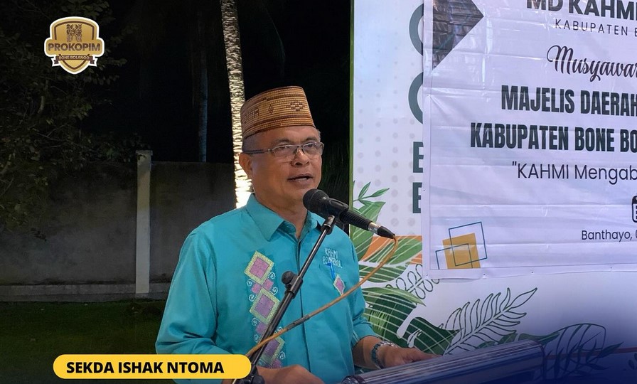 Sekretaris Daerah Bone Bolango, Ishak Ntoma membuka Musyawarah Daerah (Musda) ke-4 Majelis Daerah KAHMI dan FORHATI Kabupaten Bone Bolango/Hibata.id