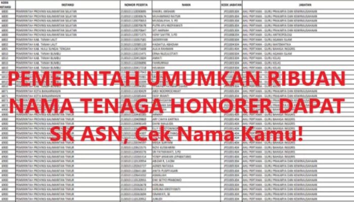 Cek Nama Anda, Berikut Ribuan Nama Tenaga Honorer Dapat SK ASN 2024