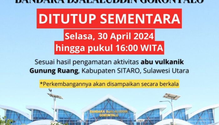 Imbas Erupsi Gunung Ruang, Bandara Djalaludin Gorontalo Ditutup