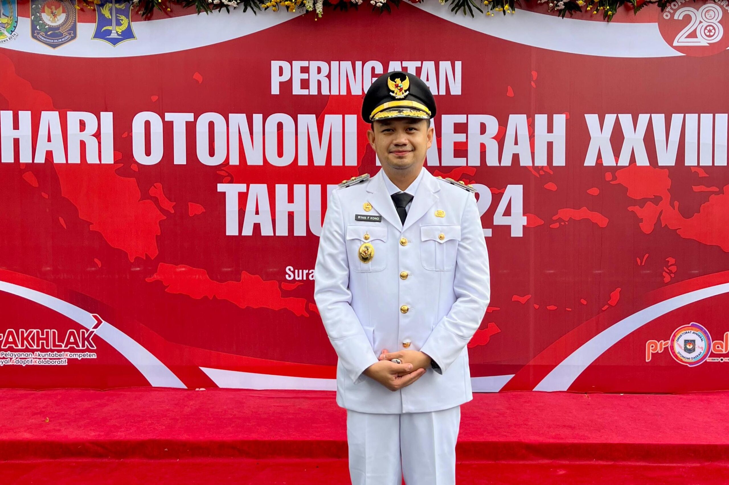 Wakil Wali (Wawali) Kota Gorontalo Ryan F. Kono usai mengikuti Peringatan Hari Otonomi Daerah (Otda) ke-XXVIII di Surabaya. (Foto: Humas Pemkot Gorontalo)
