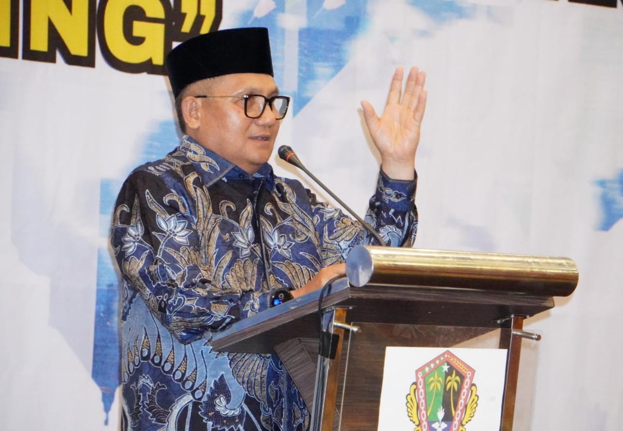Wali Kota Gorontalo, Marten Taha saat memberikan sambutan di Musrenbang RPJPD Kota Gorontalo tahun 2025-2045. (Foto: Humas Pemkot Gorontalo)