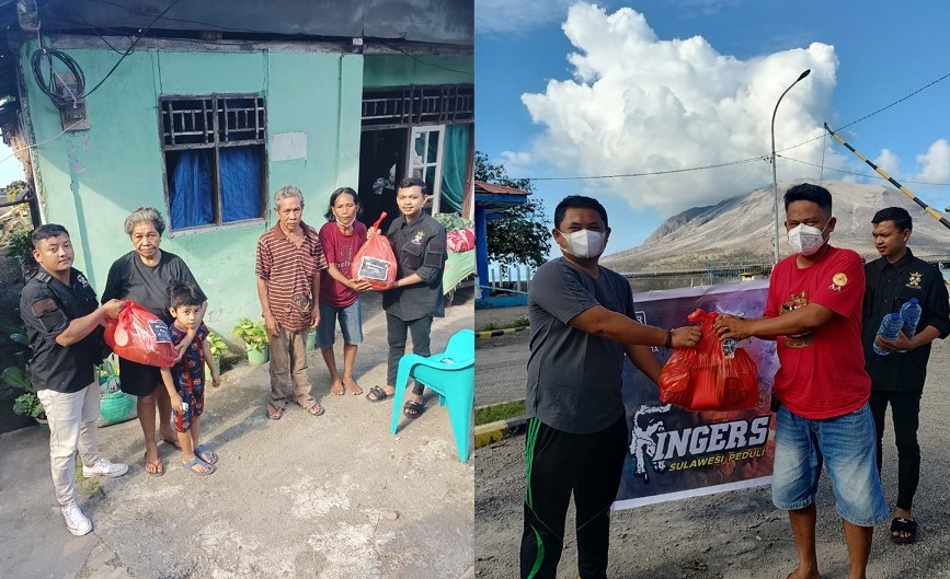 Solidaritas Kingers Sulawesi berikan Bantuan Sembako kepada Masyarakat Terdampak Letusan Gunung Ruang Sulawesi Utara/Hibata.id