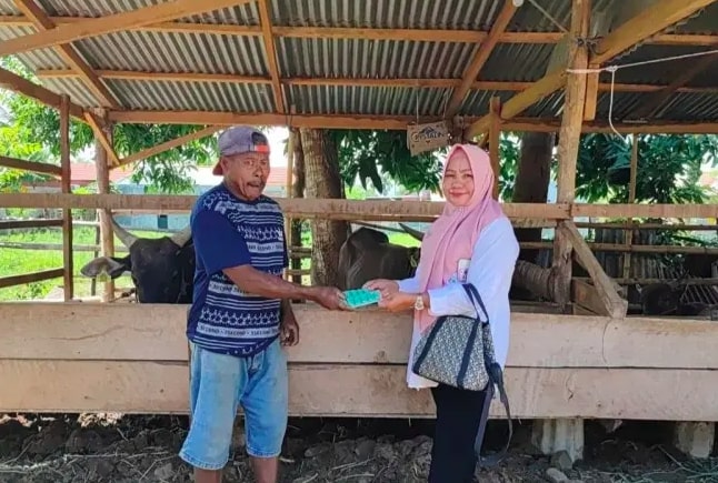 Kepala Dinas KPP Kota Gorontalo, Sri Yanti Ano saat melakukan pemantauan hewan kurban (Foto: Humas Pemkot Gorontalo)