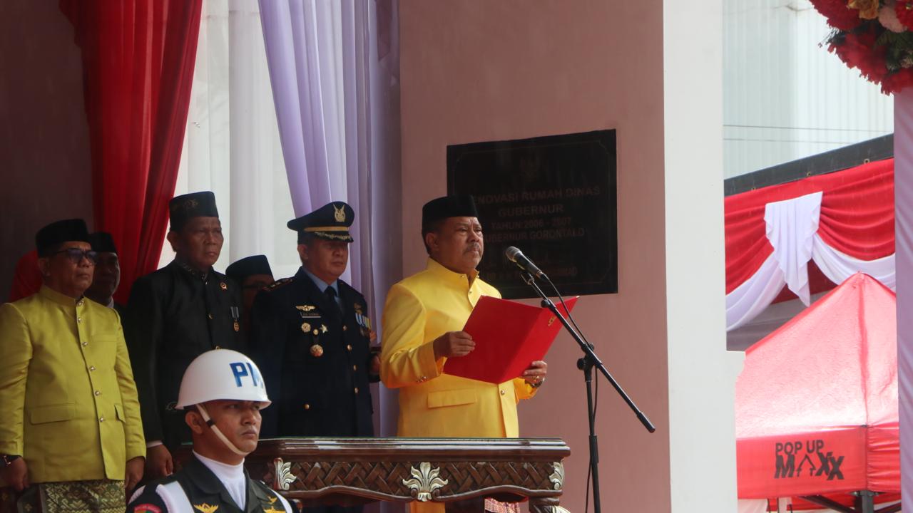 Ketua DPRD Provinsi Gorontalo, Paris Jusuf Dapat Kehormatan Bacakan Teks Proklamasi di HUT RI ke-79/Hibata.id