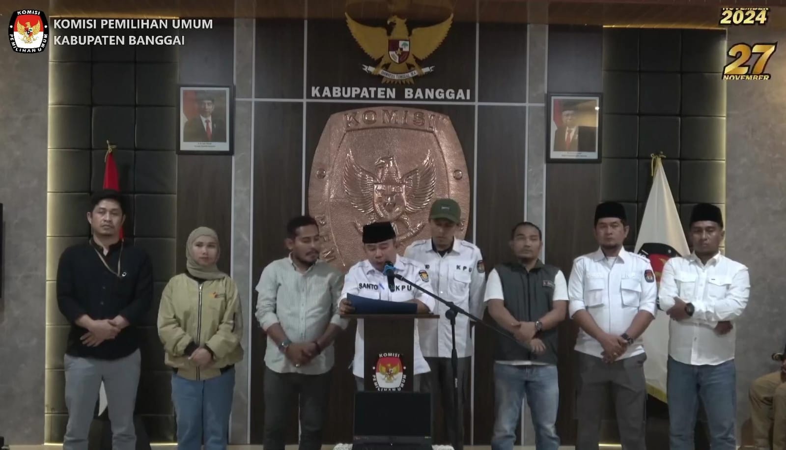 Tangkapan layar saat konferensi pers penutupan pendaftaran Pencalonan Wabup Cawabup KPU Kabupaten Banggai/Hibata.id