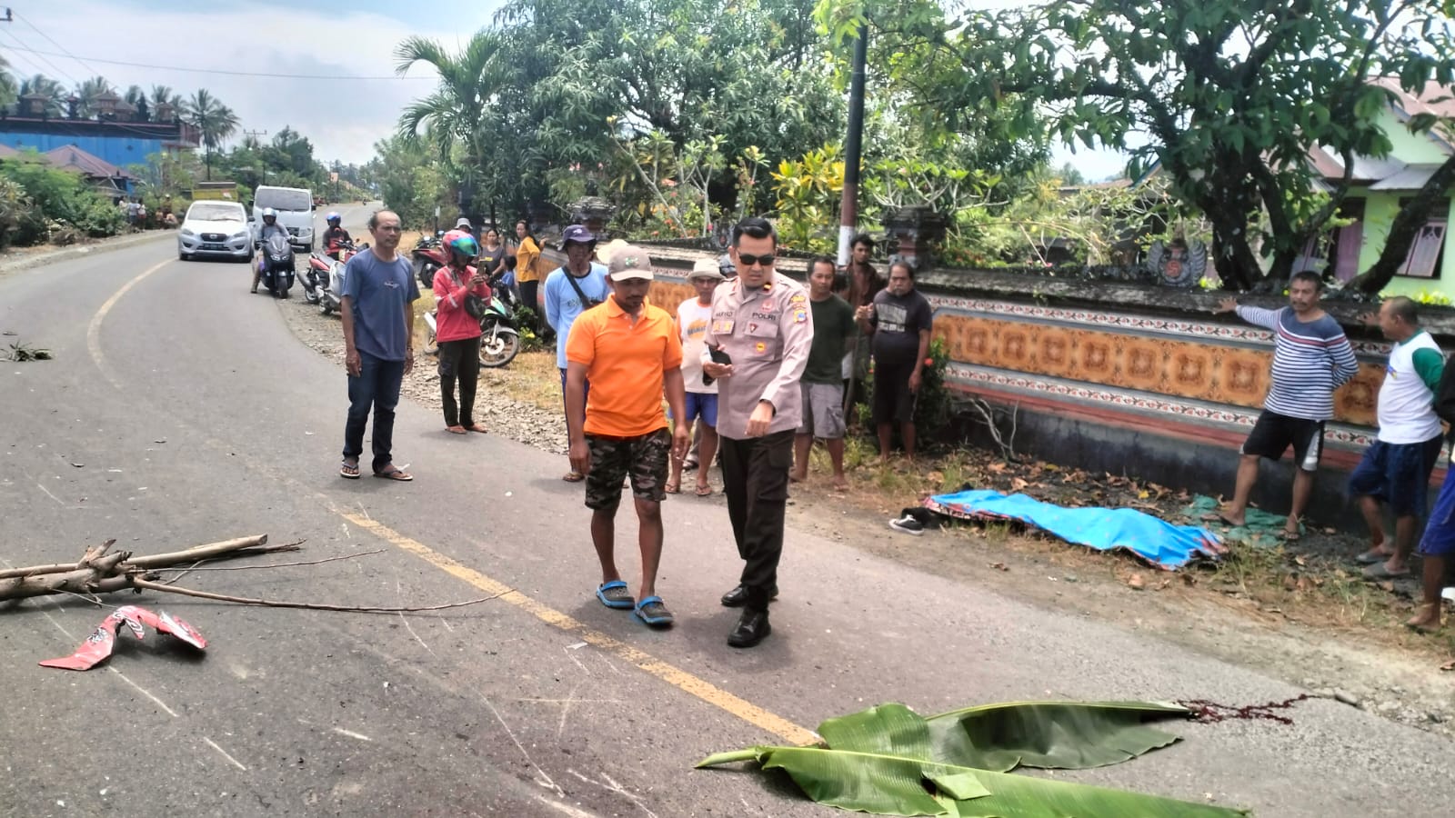 TKP Kecelakaan lalu lintas di Jalan Raya Desa Mentawa, Kecamatan Toili Barat, Kabupaten Banggai/Hibata.id