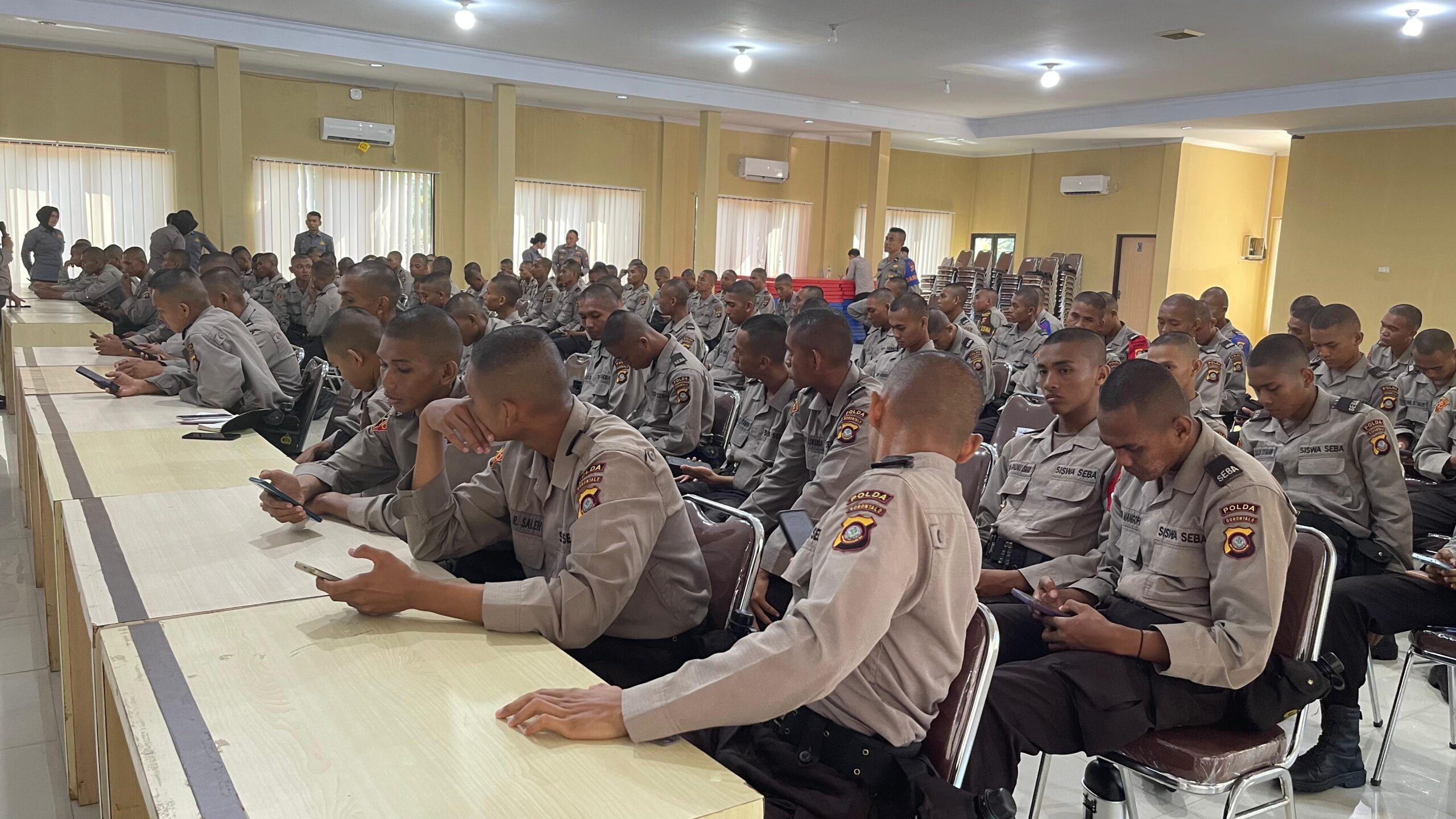 Sebanyak 107 siswa bintara Polri dari Sekolah Polisi Negara (SPN) Polda Gorontalo mengikuti pelatihan E-Learning Kehumasan/Hibata.id