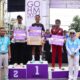 Pemenang I II III Kategori Open Putra 21K pada gelaran Gorontalo Half Marathon 2024 sukses digelar, Minggu (27/10/2024). Foto – Haris Diskominfotik /Hibata.id