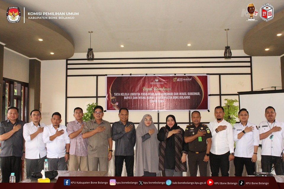 Komisi Pemilihan Umum (KPU) Kabupaten Bone Bolango menggelar Rapat Koordinasi (Rakor) terkait Tata Kelola Logistik Pemilihan Gubernur dan Wakil Gubernur serta Bupati dan Wakil Bupati/Hibata.id