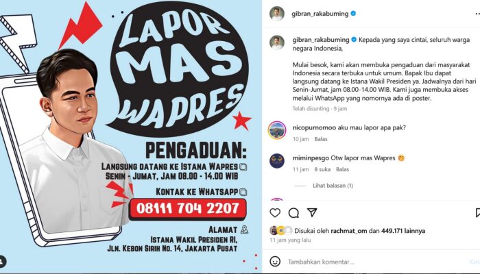 Gibran Buka Layanan Pengaduan Masyarakat Bertajuk Lapor Mas Wapres