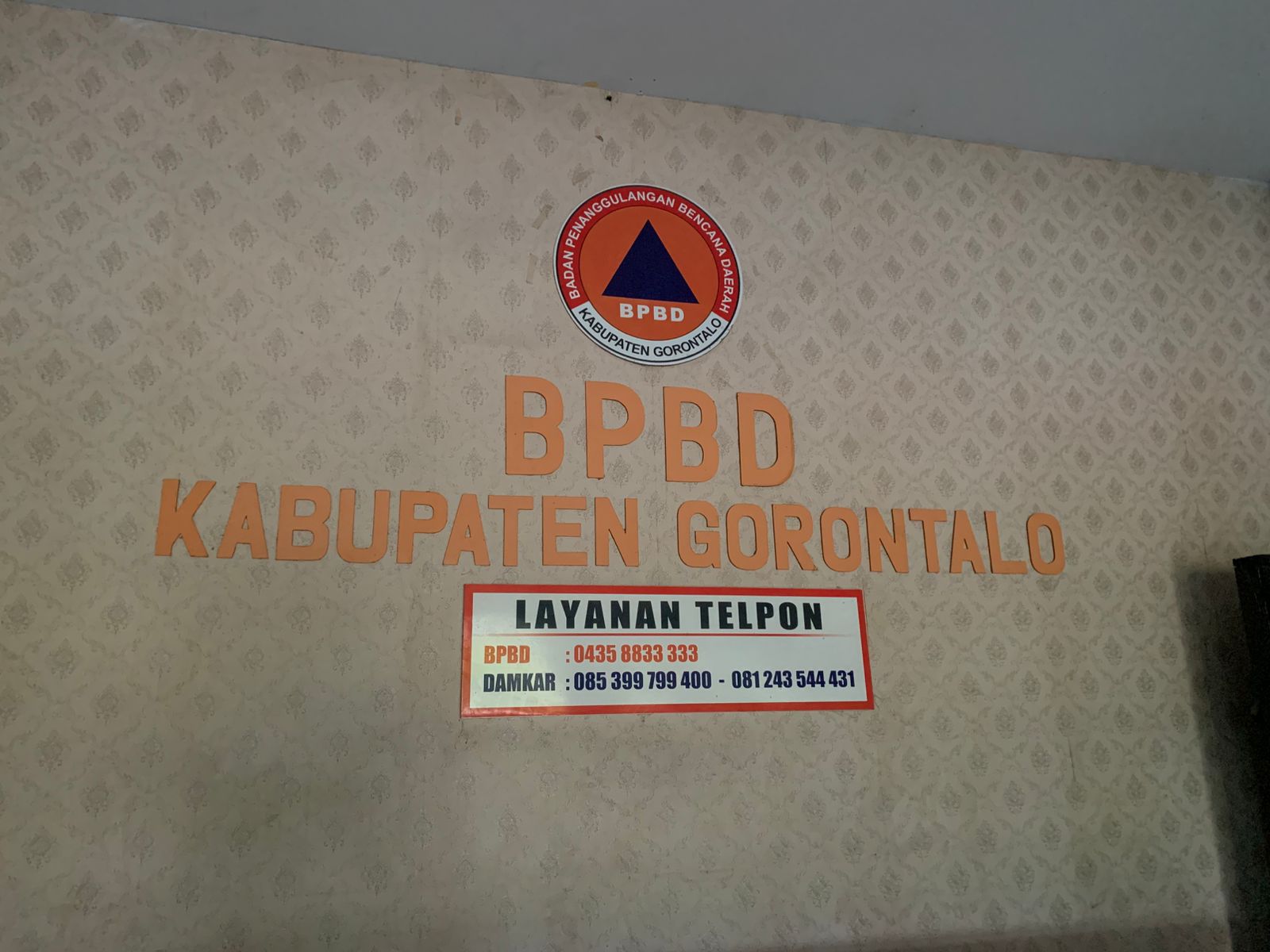 Kantor BPBD Kabgor. (Foto: Hibata.id)