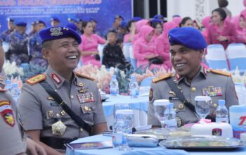 Kapolda Gorontalo, Irjen Pol. Drs. Pudji Prasetijanto, M.H., didampingi Wakapolda Brigjen Pol. Simson Zet Ringu, S.I.K., M.Si., menghadiri perayaan Hari Ulang Tahun (HUT) ke-74 Korps Polisi Perairan dan Udara (Polairud)/Hibata.id