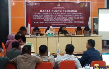 Komisi Pemilihan Umum (KPU) Kabupaten Gorontalo Utara menggelar rapat pleno terbuka rekapitulasi hasil perhitungan dan perolehan suara Pemilihan Kepala Daerah (Pilkada) 2024/Hibata.id