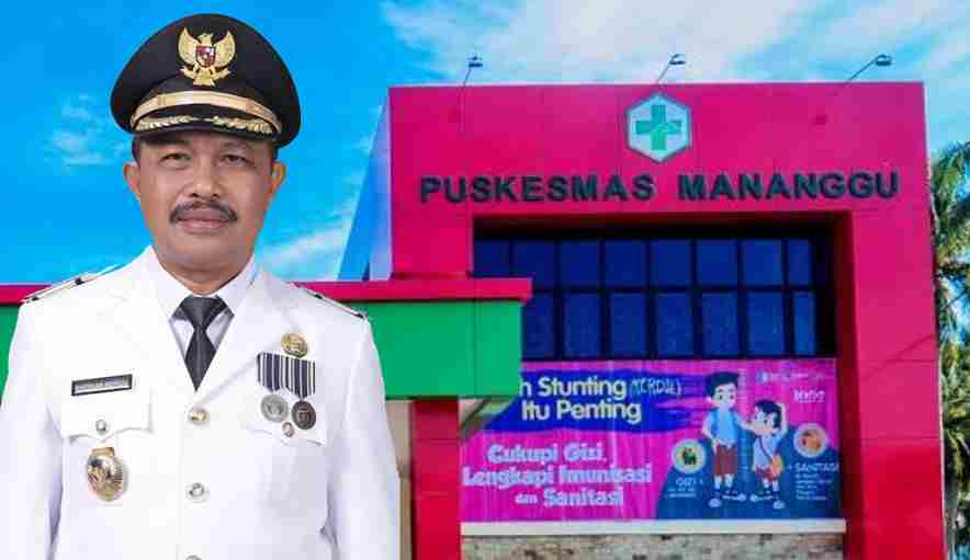 Penjabat (Pj) Bupati Boalemo Sherman Moridu dan Puskesmas Mananggu. (Foto: Istimewa)