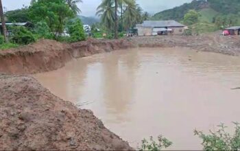 Salah satu kubangan bekas tambang ilegal yang belum diperbaiki di pertambangan emas tanpa izin (PETI) di Kecamatan Patilanggio, Kabupaten Pohuwato. (Foto: Defri)