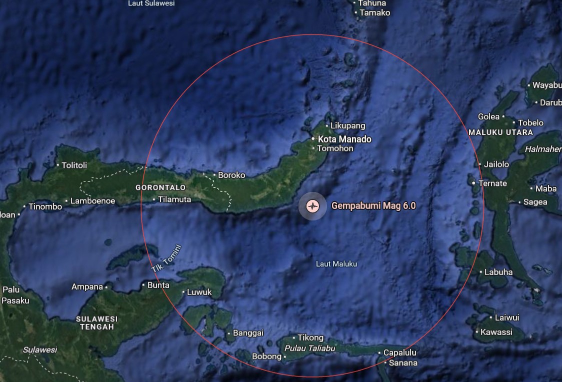 Gempa bumi bermagnitudo 6,0 mengguncang Kota Manado dan sejumlah wilayah di Sulawesi Utara/Hibata.id