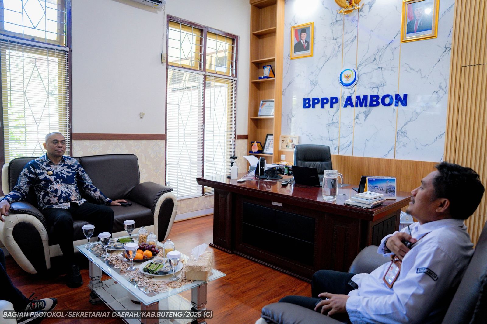 Kepala Balai Pendidikan dan Pelatihan Perikanan (BPPP) Ambon, Abu Bakar, S.St.Pi., M.Si., menerima kunjungan Penjabat (Pj) Bupati Buton Tengah, H. Konstantinus Bukide, S.H., M.Si/Hibata.id