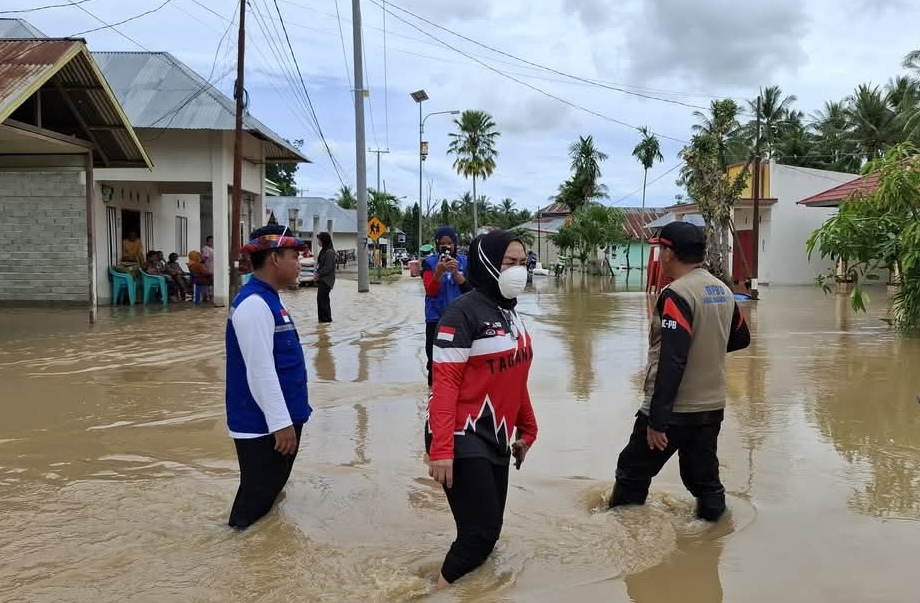 Salah satu wilayah yang terendam banjir di Pohuwato yang berdekatan dengan pertambangan emas tanpa izin (PETI). (Foto: Dinas Sosial Kabupaten Gorontalo)