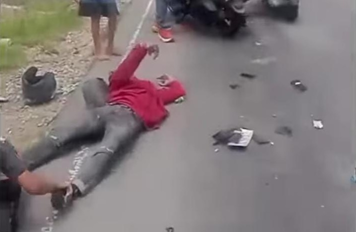Seorang pemudah yang alami kecelakaan di Kecamatan Paguat. (Foto: Istw)