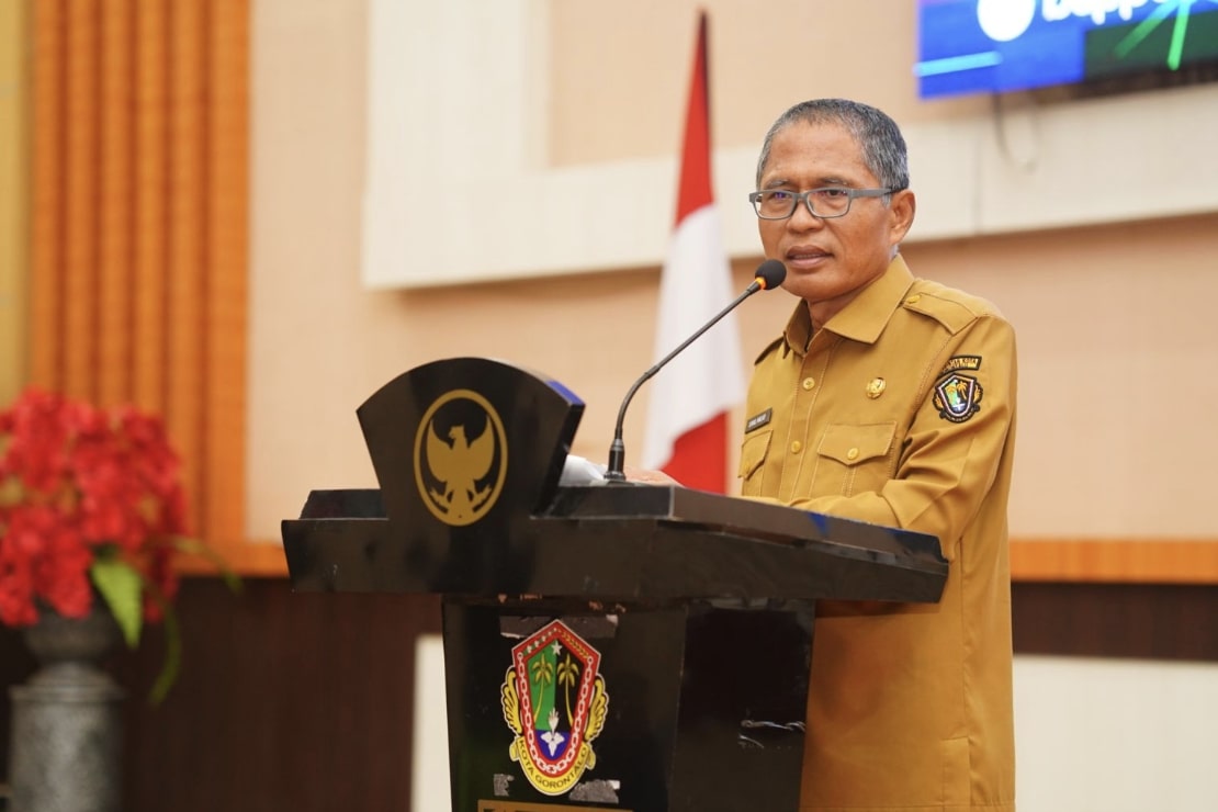 Sekretaris Daerah Kota Gorontalo, Ismail Madjid saat memberikan sambutan di orum organisasi perangkat daerah. (Foto: Humas Pemkot Gorontalo)