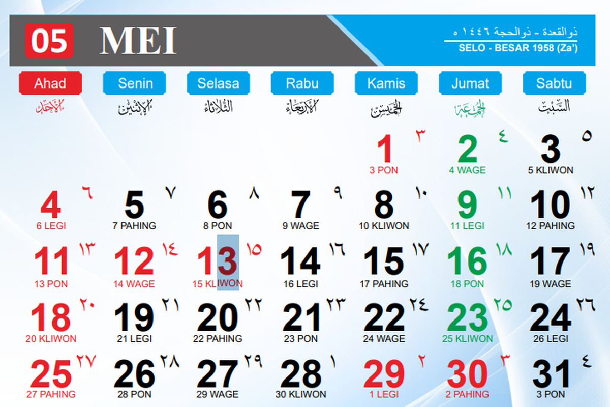 Kalender Jawa hari ini, termasuk penanggalan weton dan kalender Hijriyah, masih menjadi rujukan penting bagi masyarakat/Hibata.id