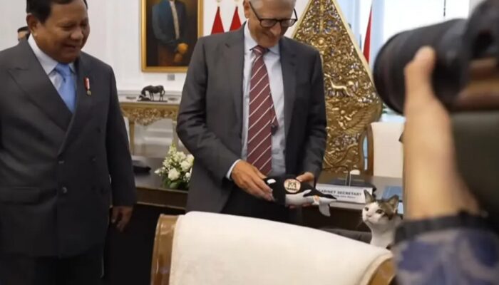 Bill Gates Senyum Lihat Kucing Kesayangan Presiden Prabowo di Istana Merdeka