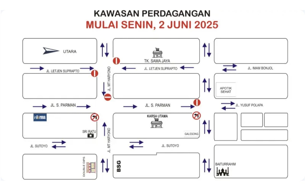 Skema Satu Arah di Kawasan Pertokoan Kota Gorontalo. (Foto: Humas Pemkot Gorontalo)