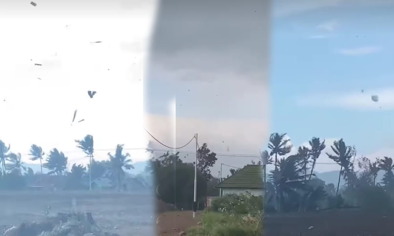 Tangkapan layar Detik-Detik Puting Beliung Sapu Komplek Universitas Muhammadiyah Gorontalo/Hibata.id
