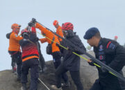 Setelah lima hari perjuangan melintasi medan ekstrem Gunung Rinjani, proses evakuasi pendaki asal Brasil yang mengalami kecelakaan berhasil diselesaikan. Foto: Basarnas/Hibata.id