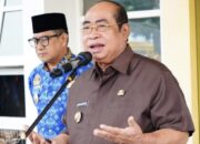 Wali Kota Gorontalo, Adhan Dambea saat memberikan sambutan di apel kerja bersama TPKD, Senin (2/6/2025). (Foto: Humas Pemkot Gorontalo)