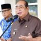 Wali Kota Gorontalo, Adhan Dambea saat memberikan sambutan di apel kerja bersama TPKD, Senin (2/6/2025). (Foto: Humas Pemkot Gorontalo)