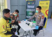 Layanan kesehatan gratis bagi ratusan pengemudi ojek online (ojol), Jumat (13/6/2025) di Polda Gorontalo/Hibata.id