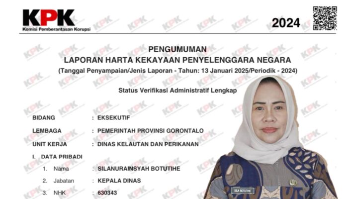 Kekayaan Sila Botutihe Capai Rp4.1 Miliar, Ini Rinciannya di LHKPN 2024