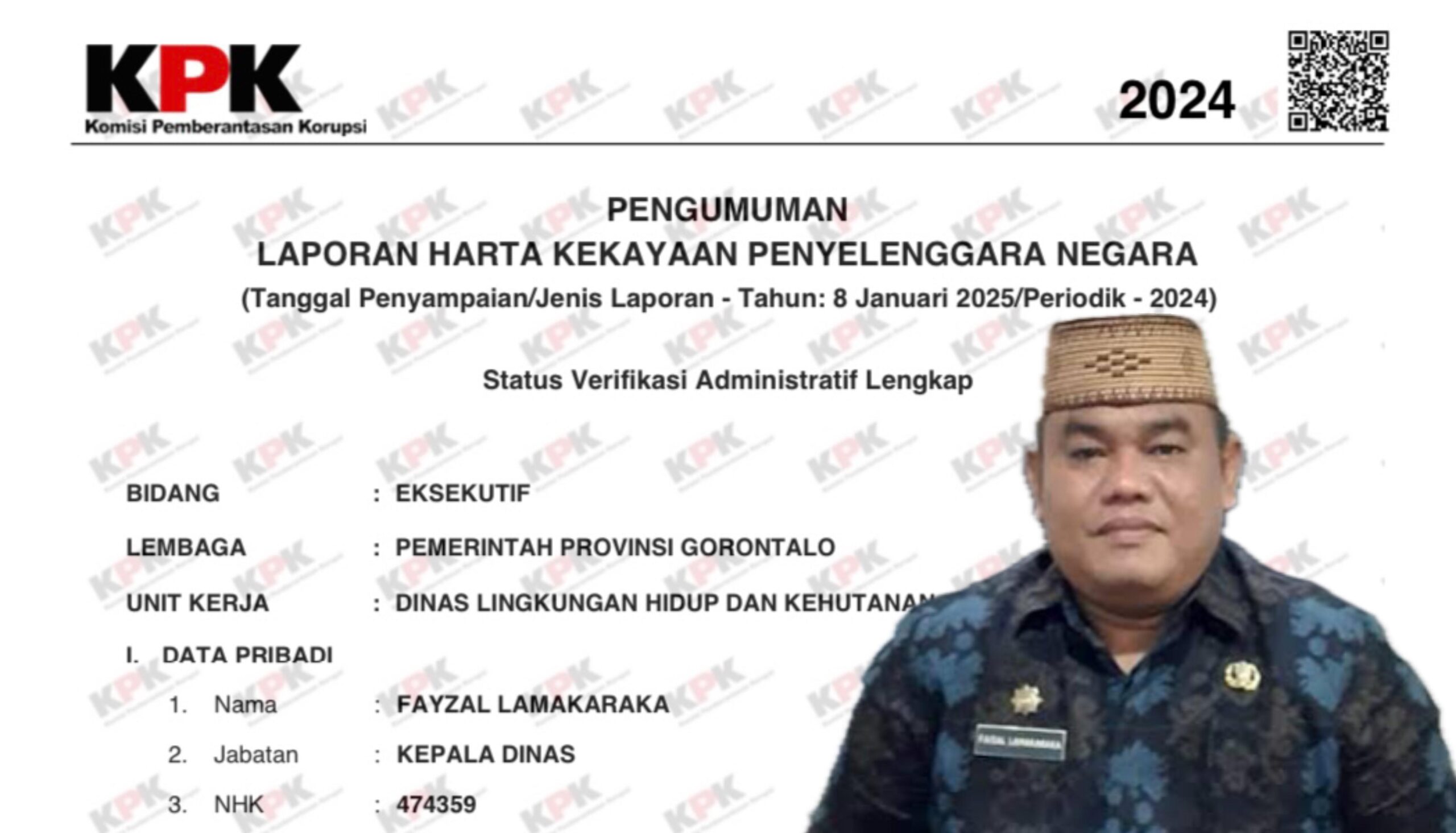 Kolase Foto: LHKPN Kekayaan Kadis DLHK Gorontalo/Hibata.id