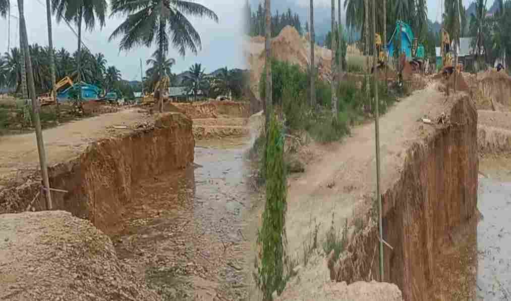 Praktik Pertambangan Emas Tanpa Izin (PETI) di Desa Popaya, Kecamatan Dengilo, Kabupaten Pohuwato, yang telah menghancurkan infrastruktur vital desa. (Foto: Dok. Hibata.id)