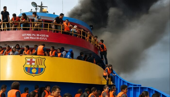 Detik-Detik KM Barcelona Terbakar di Laut Sulawesi Utara, Penumpang Lompat