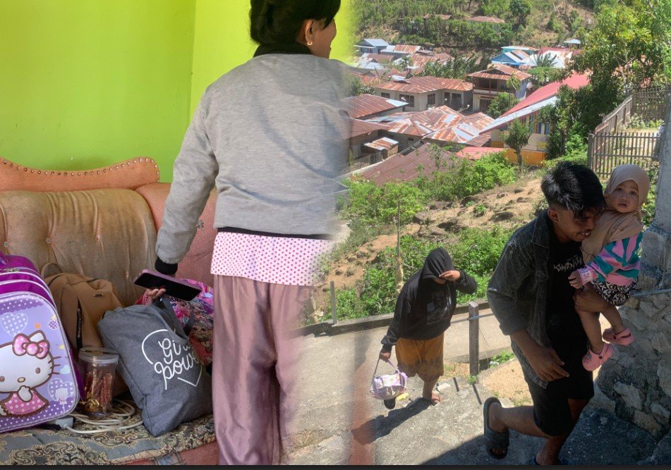 Sejumlah warga Kelurahan Leato Utara, Kota Gorontalo, mengungsi ke wilayah dataran tinggi usai peringatan Tsunami/Hibata.id