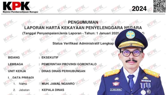 Kekayaan Kadis Perhubungan Provinsi Gorontalo Tembus Rp3,7 Miliar, Ini Rinciannya