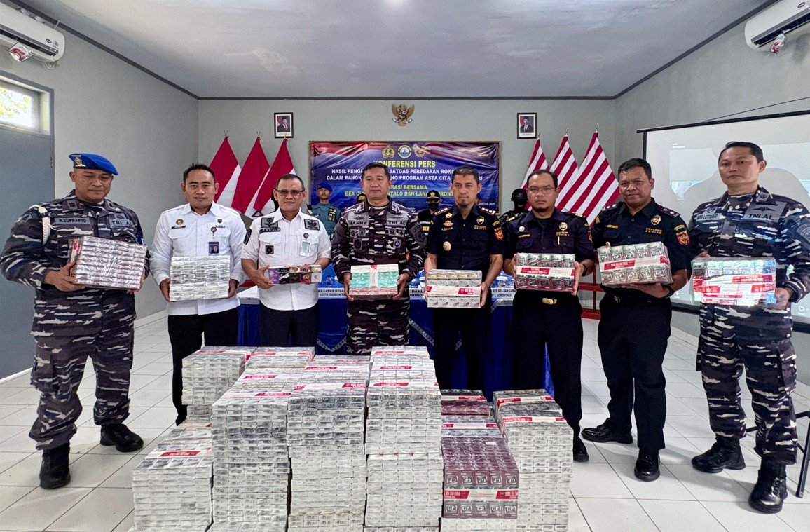 Sinergi antara Bea Cukai Gorontalo dan Pangkalan TNI Angkatan Laut (Lanal) Gorontalo kembali membuahkan hasil/Hibata.id