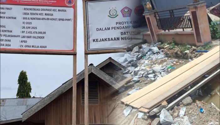Genangan Air Meluas di Desa Teratai, Proyek Drainase Diduga Asal-asalan