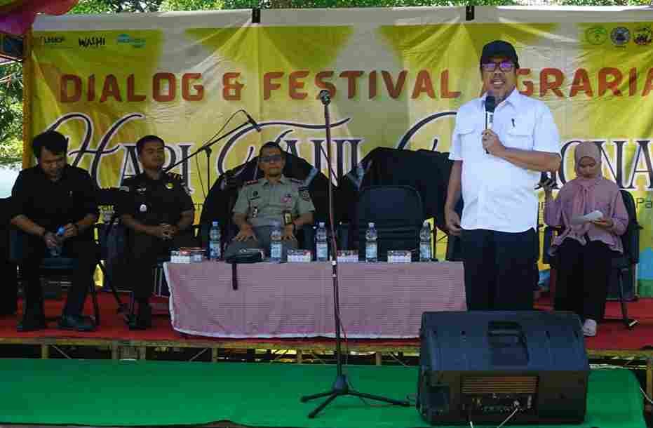 memberikan materi dalam kegiatan Dialog dan Festival Agraria, untuk memperingati Hari Tani Nasional (NTH), pada Rabu (24/9/2025).