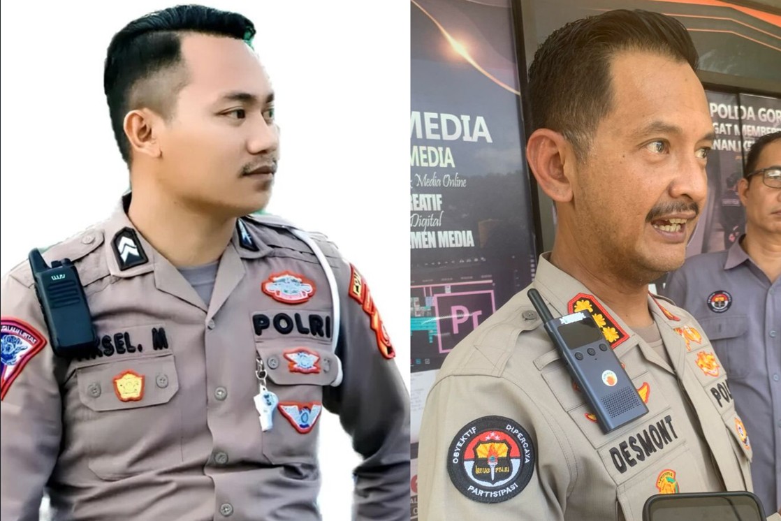 Kolase Foto - AM alias Axel bersama Kepala Bidang Humas Polda Gorontalo Kombes Pol Desmont Harjendro/Hibata.id