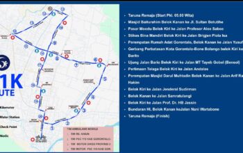 Panitia Gorontalo Half Marathon (GHM) 2025 resmi merilis peta dan rincian rute kategori 21 kilometer/Hibata.id