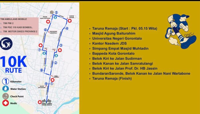 Rute 10K Gorontalo Half Marathon 2025 Resmi Dirilis, Tawarkan Sensasi Menjelajahi Ikon Kota