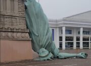 Tangkapan layar Patung Liberty di Brasil Roboh/Hibata.id