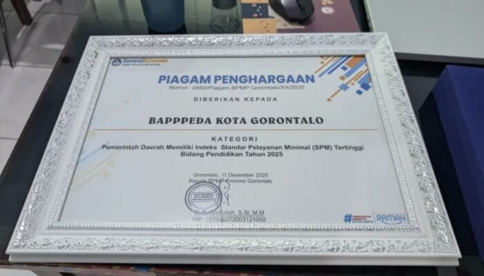 SPM Pendidikan Pemkot Gorontalo Terbaik se-Provinsi, Raih Penghargaan dari BPMP