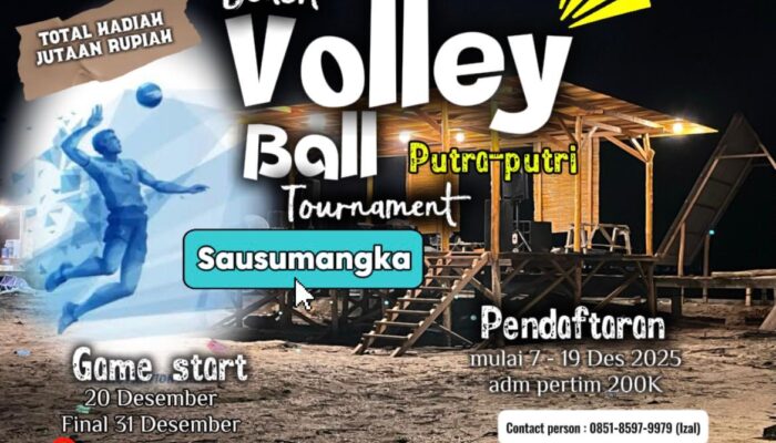 Hadiah Jutaan Rupiah Menanti! Turnamen Voli Pantai Sausumangka 2025 Resmi Dibuka