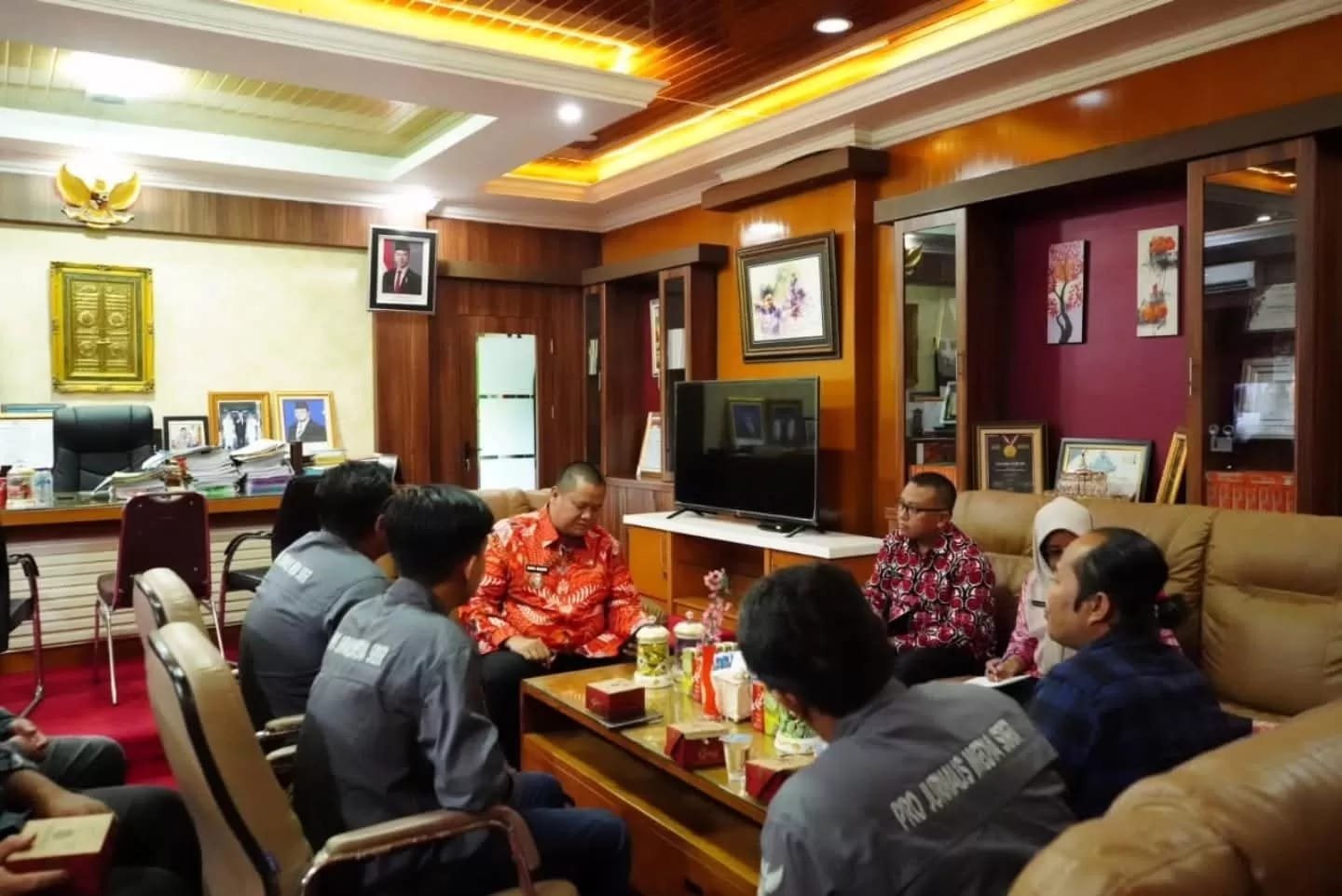 Audiensi pengurus DPD PJS Sumatera Selatan dan DPC PJS Banyuasin di lingkungan Pemerintah Kabupaten Banyuasin, Kamis (8/1/2026)/Hibata.id