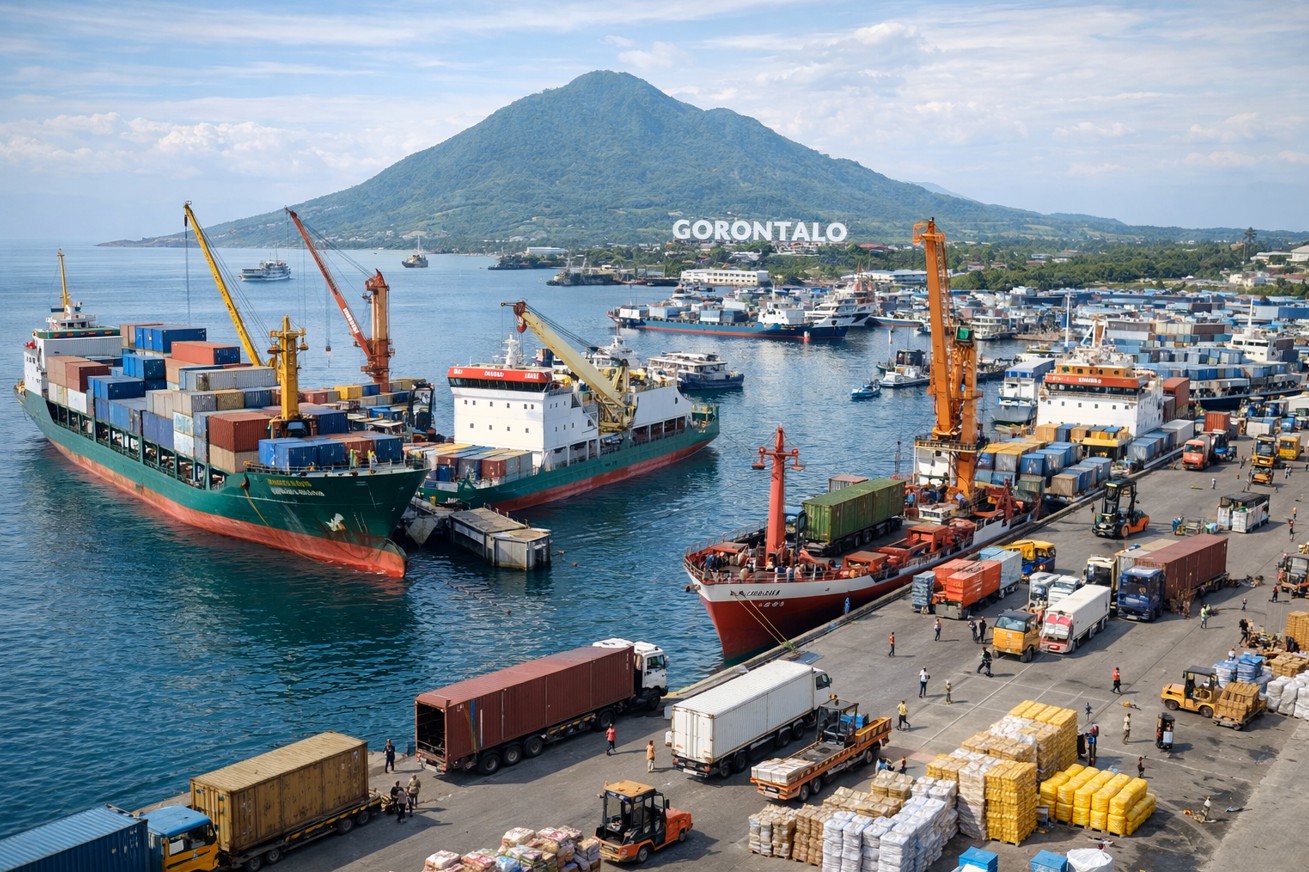 Ilustrasi Pelabuhan Gorontalo - Nilai ekspor Provinsi Gorontalo/Hibata.id
